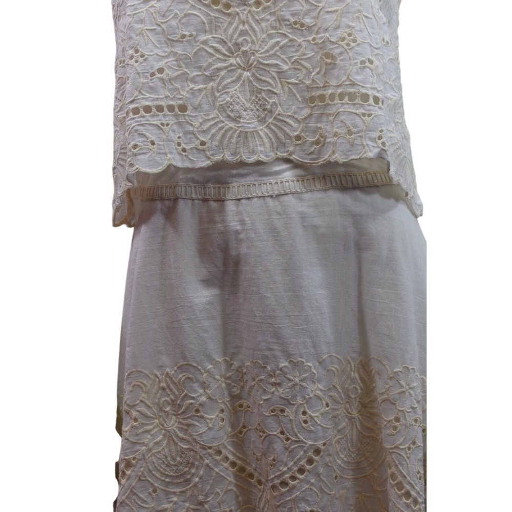 Chelsea & Violet Ivory Eyelet Lace Mini Dress Two Tier Embroidered‎ Skirt Md NWT - Picture 8 of 16